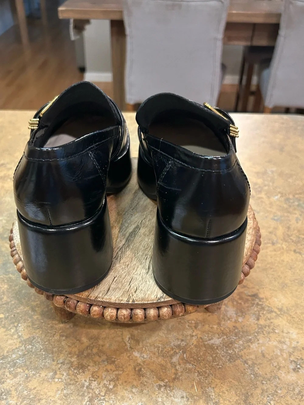 Anthropologie /Dolce Vita Yonder Black Platform Loafer with Gold Buckle